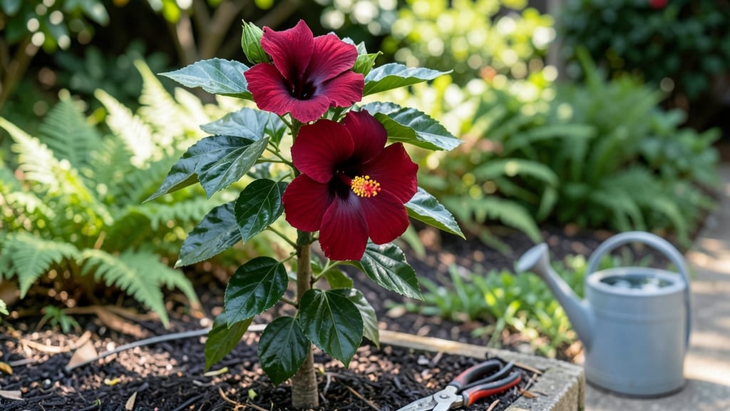 Dark Red Hibiscus Flower: Bold Focal Point for Pacific Northwest Gardens